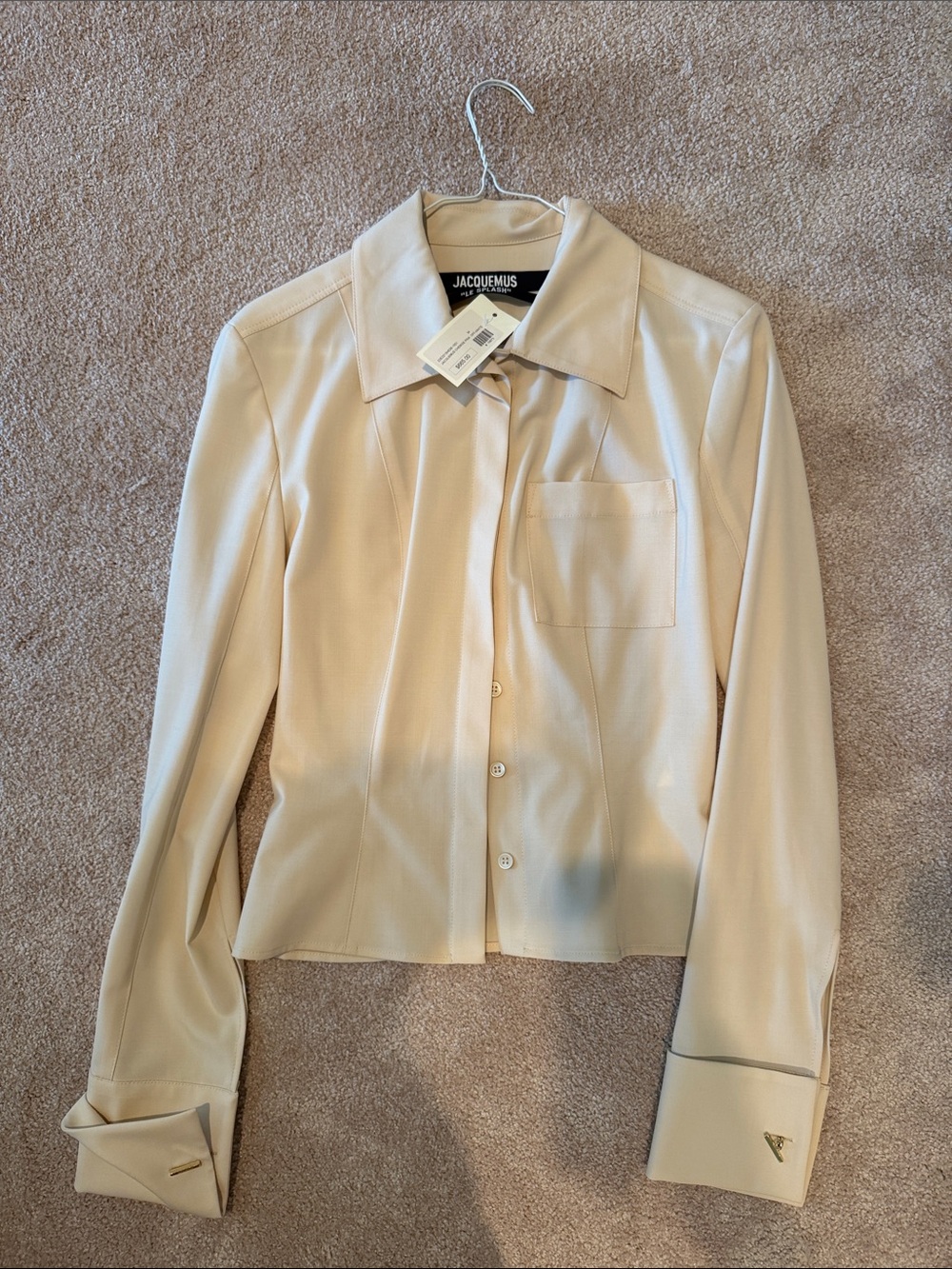 Jacquemus “ Le Splash” Cream Button-Down Collared Women's Shirt